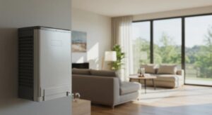 Energy-efficient HVAC system in a modern home emphasizing sustainability and comfort